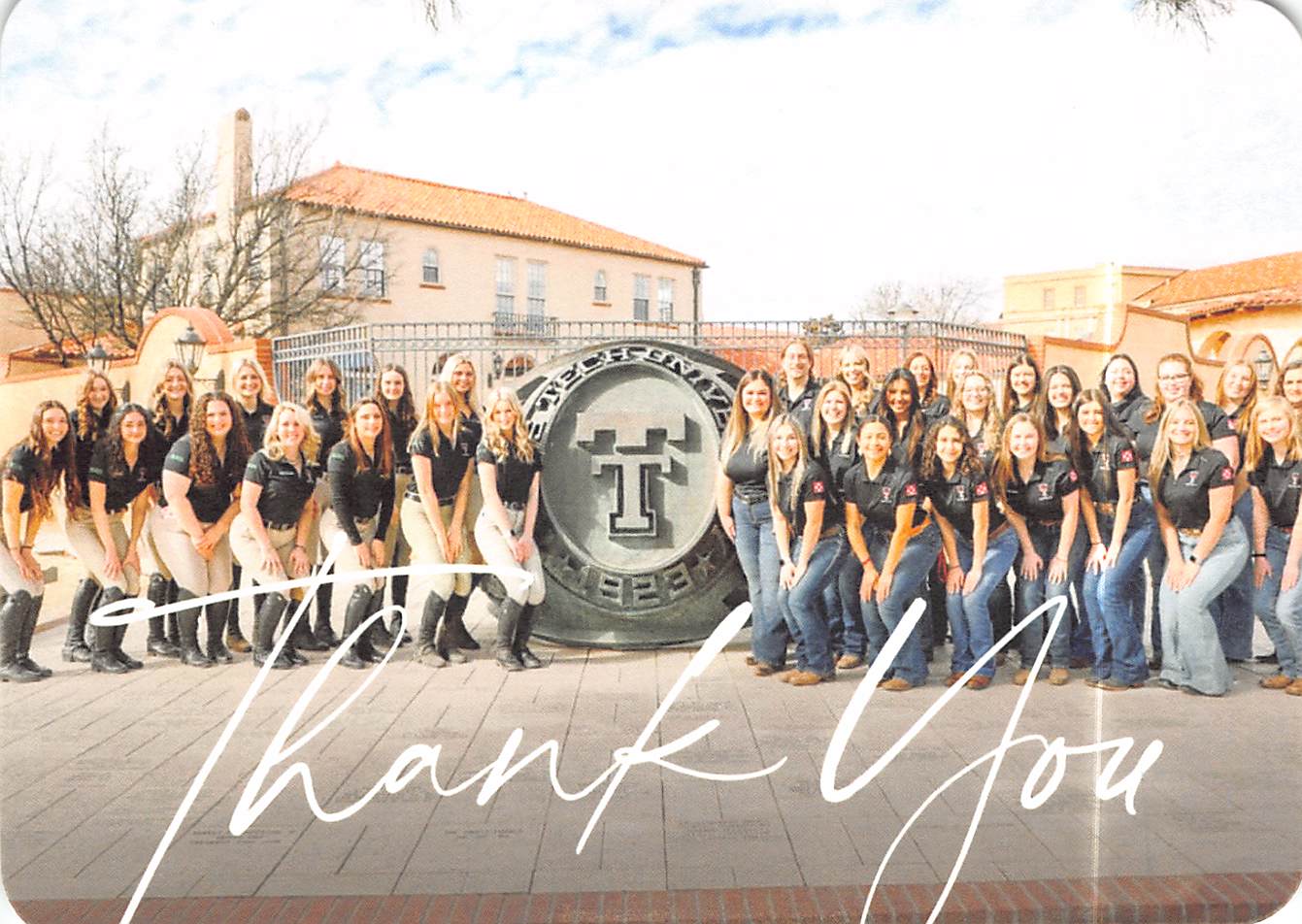 Thank you card from the Texas Tech Equestrian Team